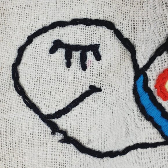 Vintage Burlap Crewel Happy Turtle Wall Hanging Needlecraft Art 24x30 - Picture 2 of 4